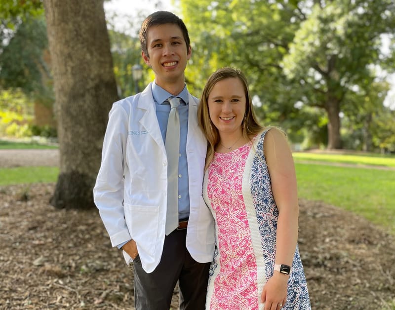 White Coat Ceremony group picture with wife